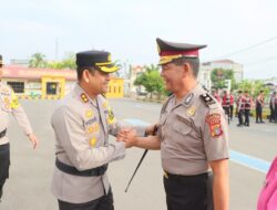 Kapolres  Lhokseumawe Pimpin Upacara Kenaikan Pangkat Pengabdian Kompol Susrizal Veri