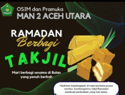 Pengurus OSIM dan Pramuka MAN 2 Aceh Utara Berbagi Berkah Ramadhan