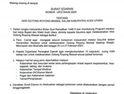 Bupati Aceh Utara Instruksikan Gotong Royong Massal Sambut Ramadhan